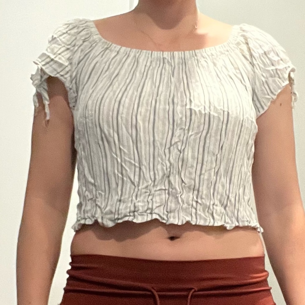 White Stripped Crop Top